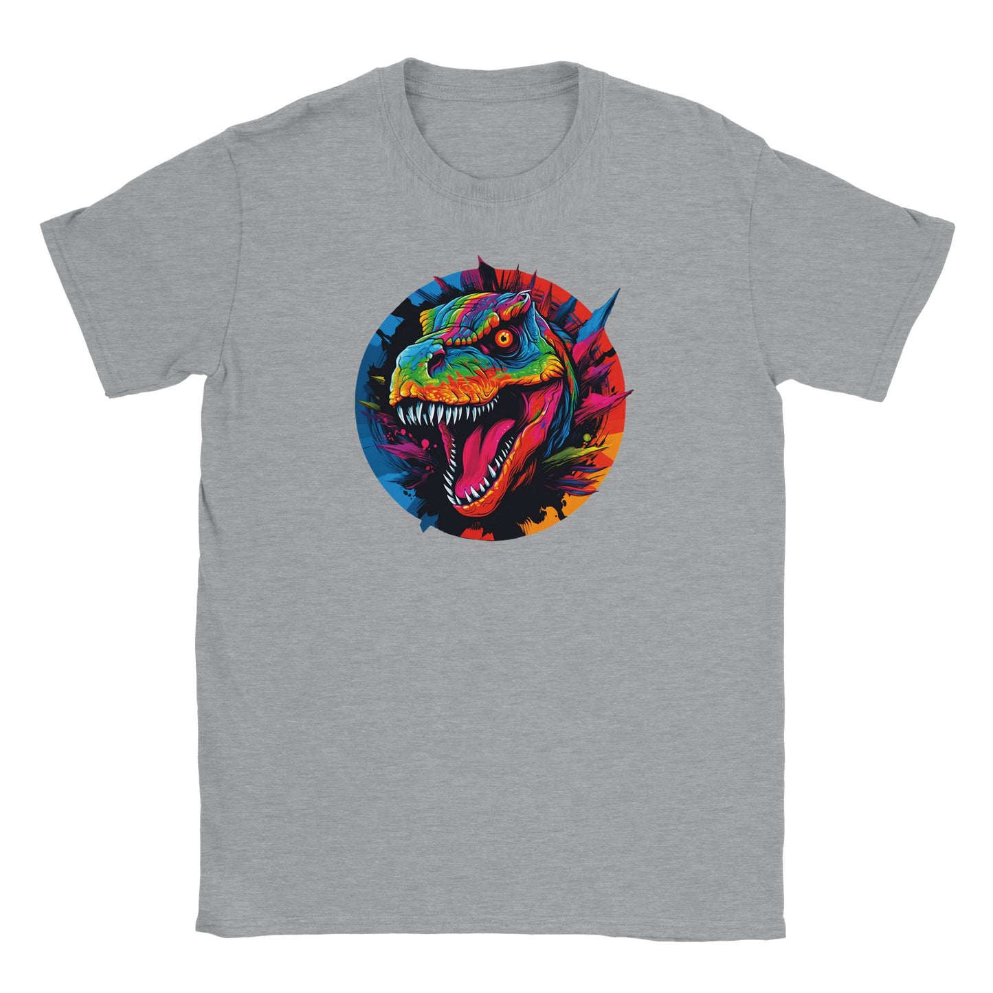 Neon Dino Kids Crewneck T-shirt - Mister Snarky's