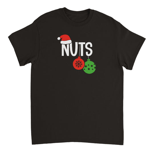 a black t - shirt with the words nuts on it