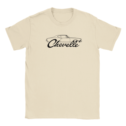 a cream t - shirt with the words chevrolet on it