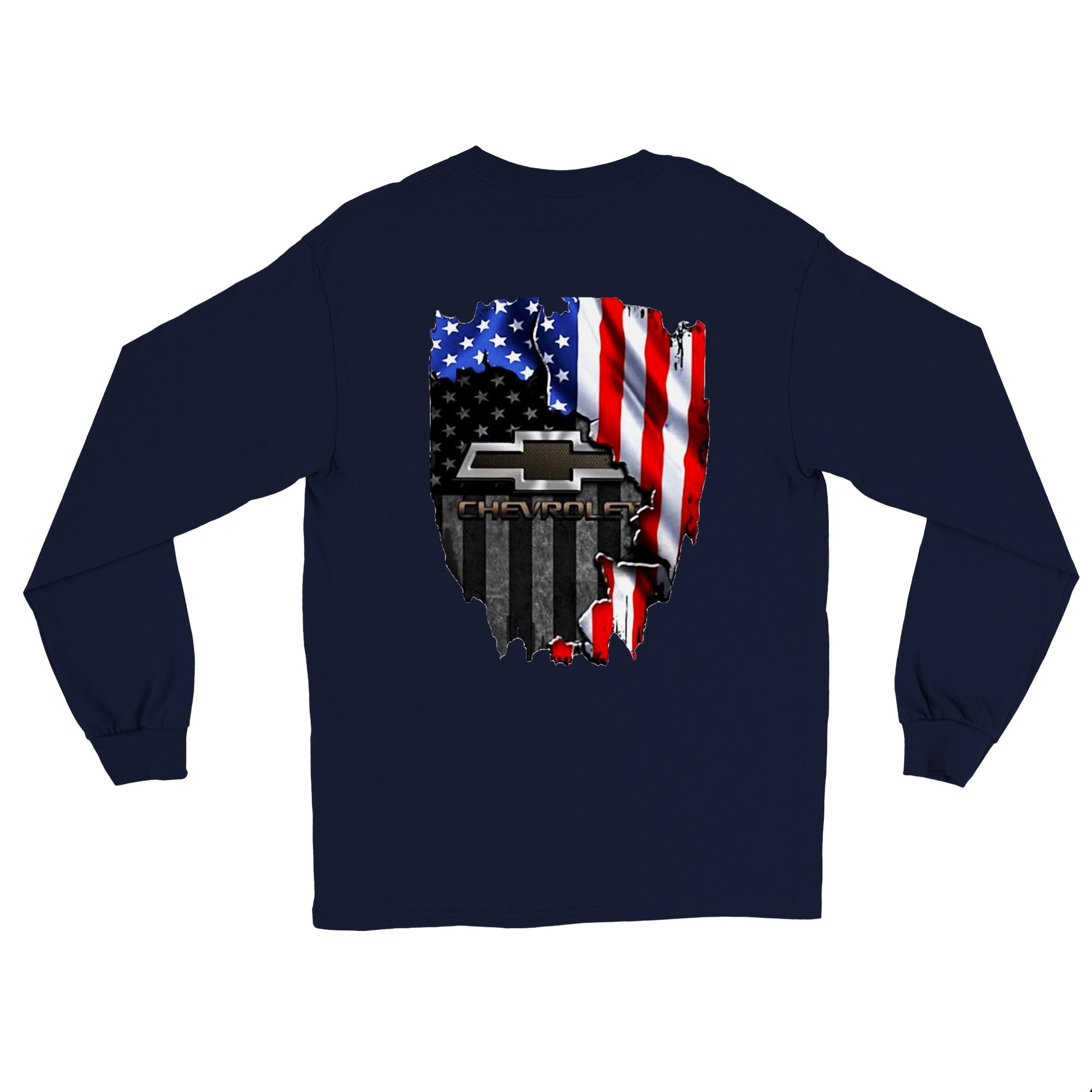 Chevy and the American Flag - Long Sleeve T-shirt - Mister Snarky's