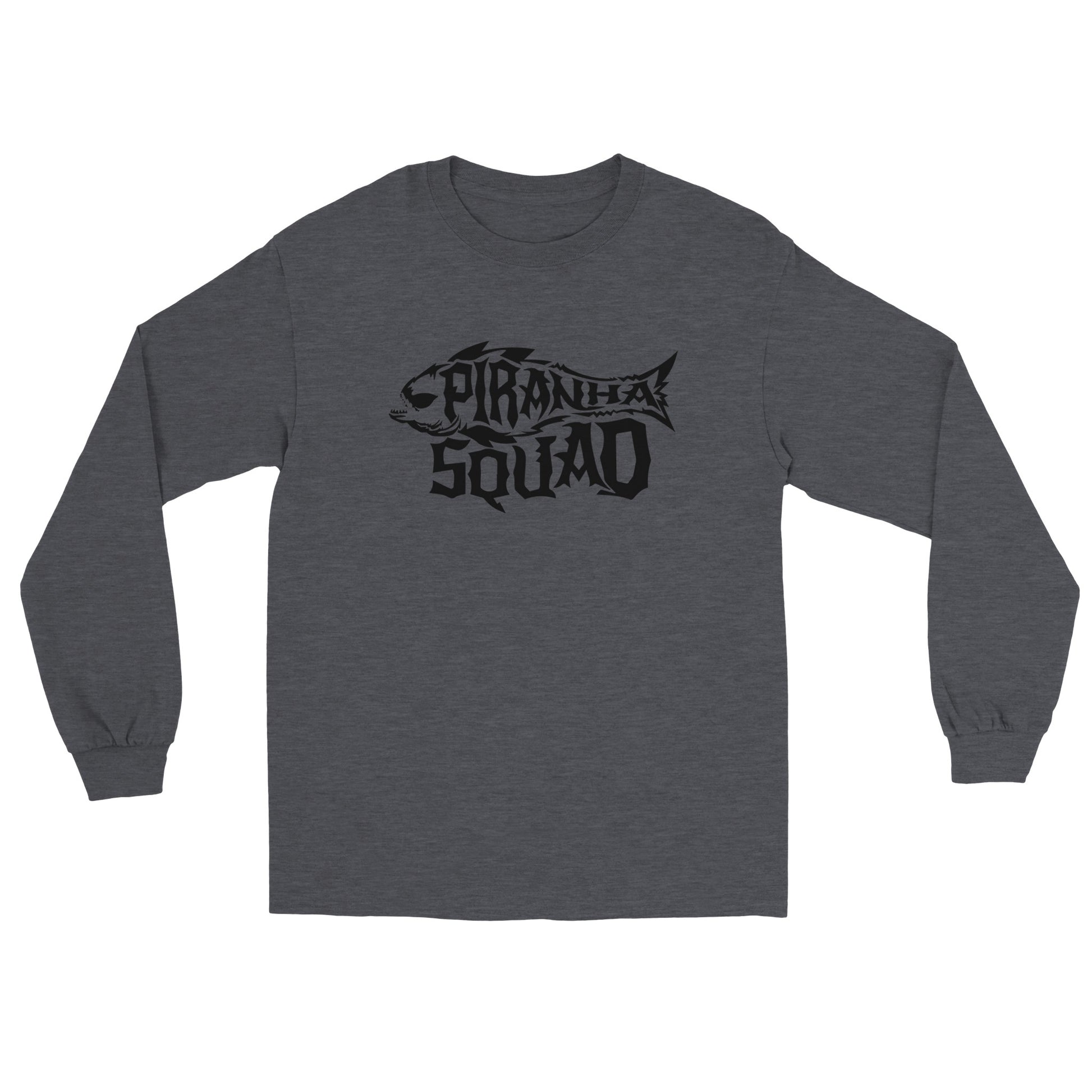 a gray long sleeve shirt with the words pirates squad on it