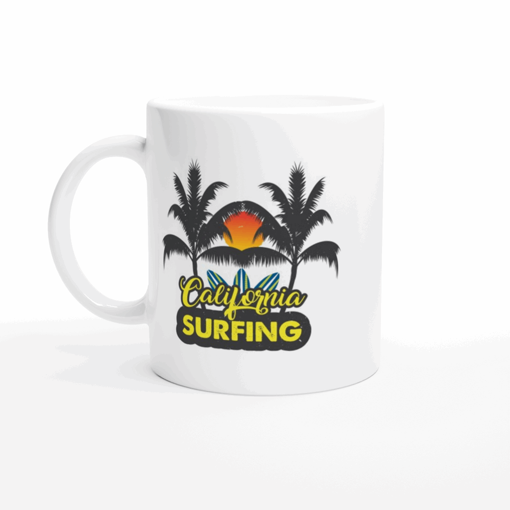California Surfing - White 11oz Ceramic Mug - Mister Snarky's