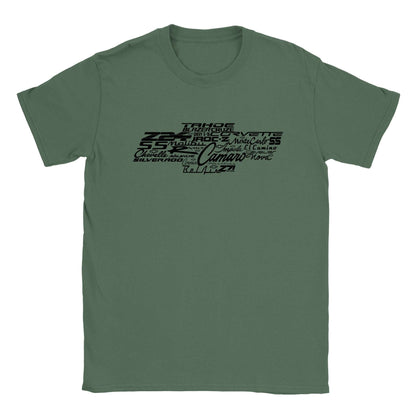 All Chevy Names Bow Tie - Silverado Tahoe Camaro Corvette Crewneck T-shirt - Mister Snarky's
