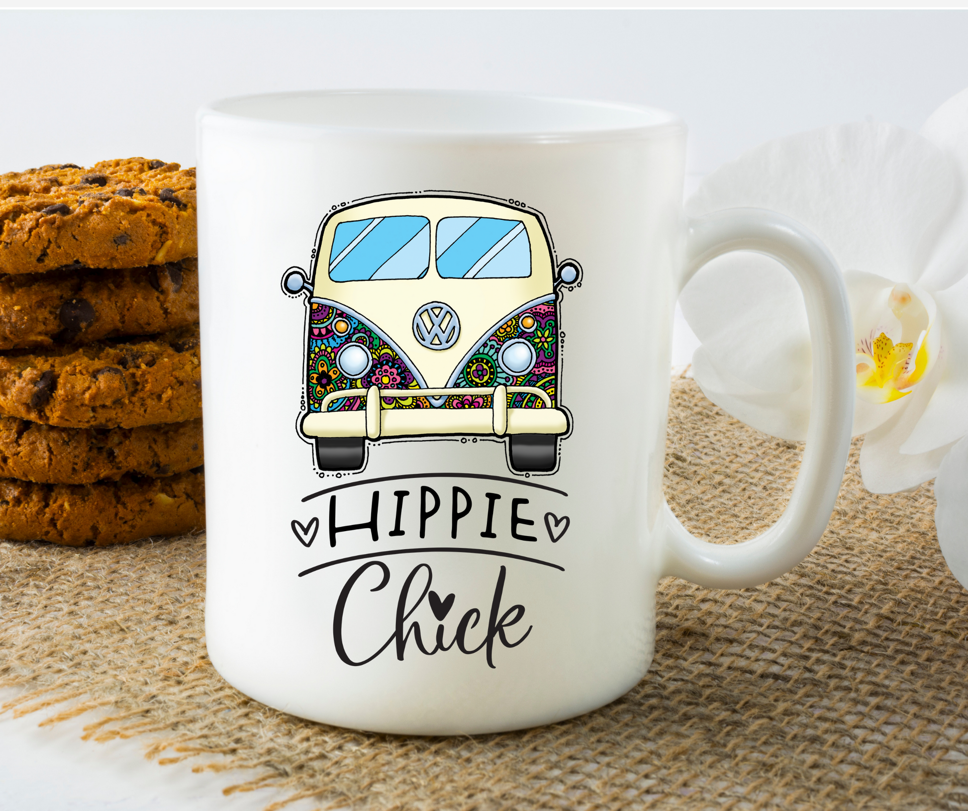 Hippie Chick  - Split Window Bus - 11oz. Mug - Great Gift - Mister Snarky's