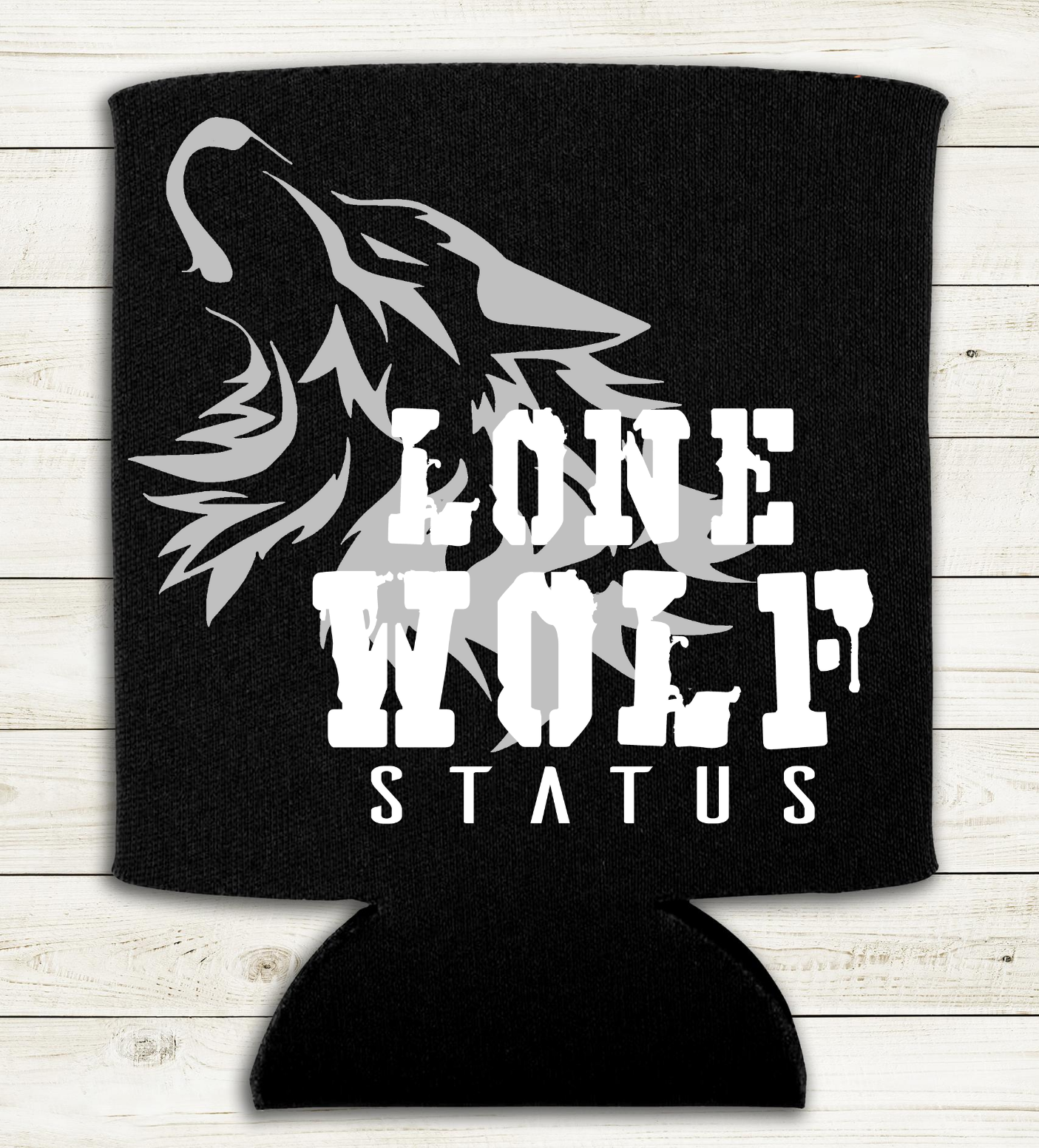 Lone Wolf Status - Can Cooler Koozie - Mister Snarky's