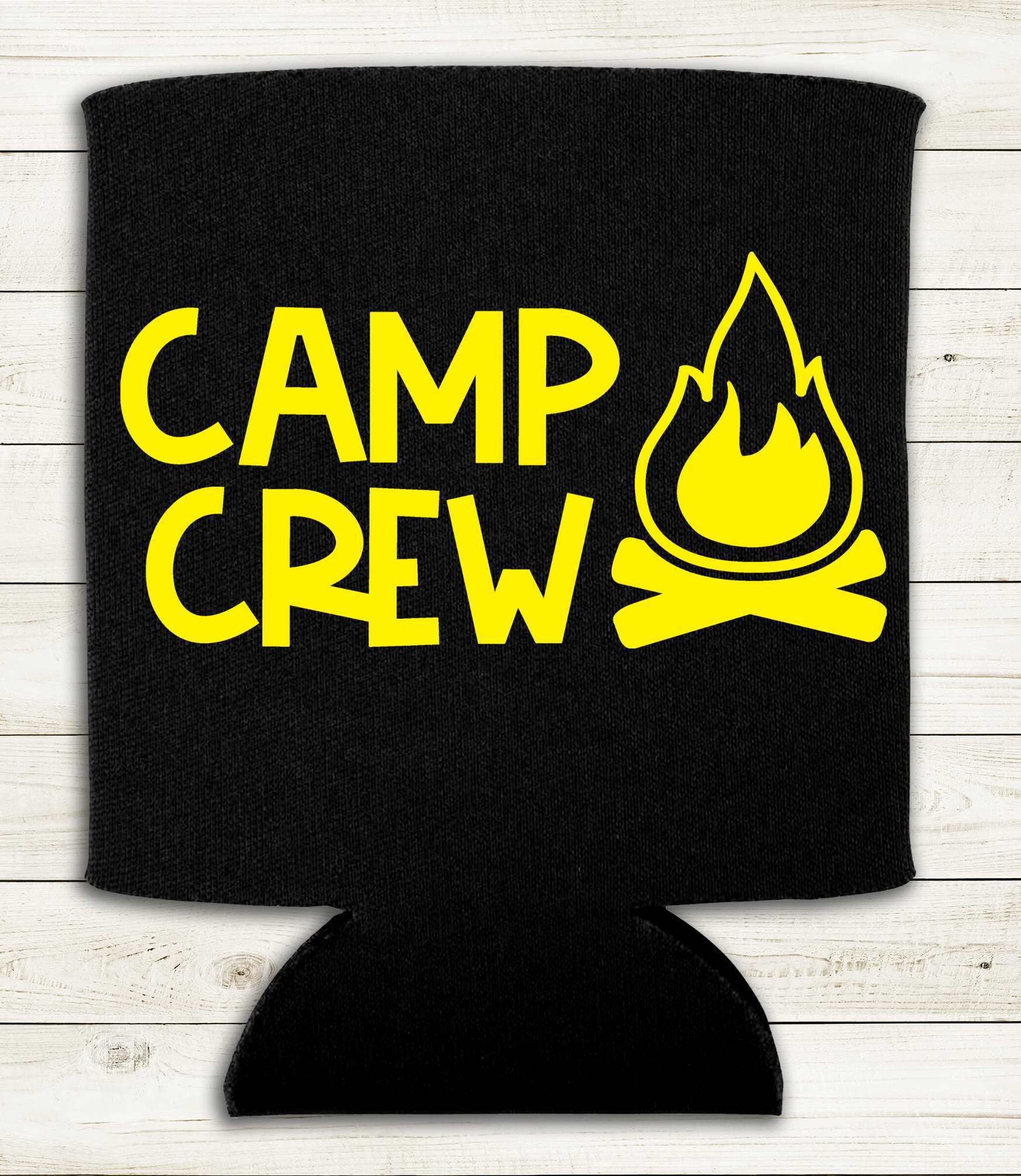 Camp Crew - Can Cooler Koozie - Red, White, or Yellow Text - Mister Snarky's