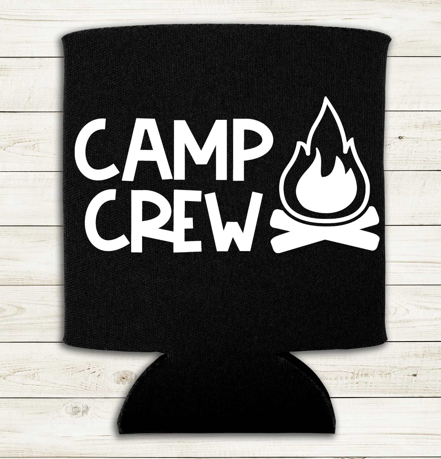Camp Crew - Can Cooler Koozie - Red, White, or Yellow Text - Mister Snarky's