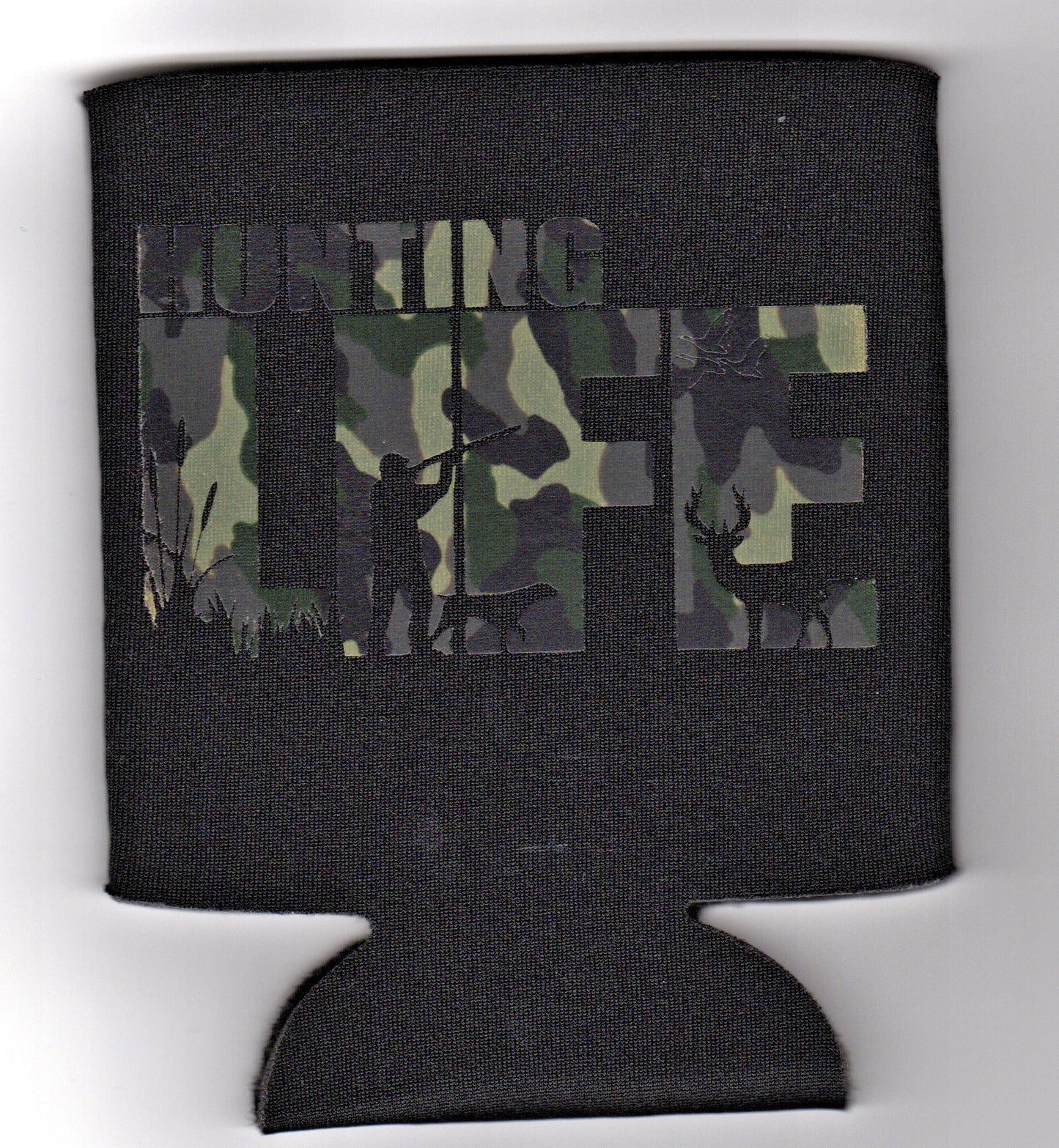 Hunting Life - Black with Camo design - Can Cooler Koozie - Mister Snarky's