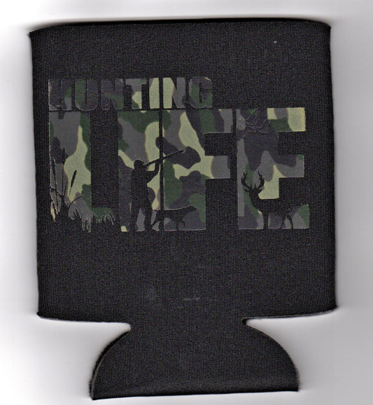 Hunting Life - Black with Camo design - Can Cooler Koozie - Mister Snarky's