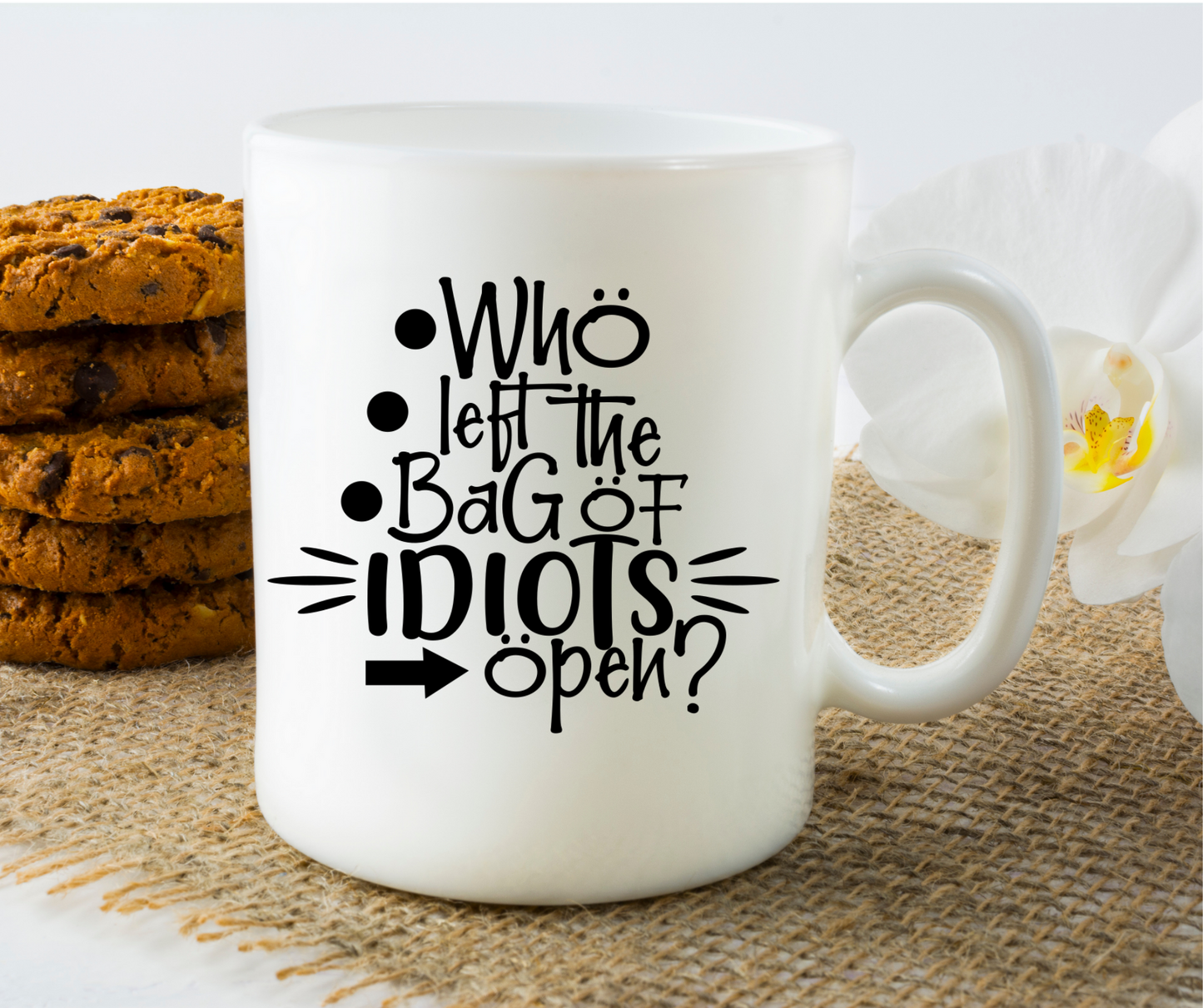 Who Left the Bag of Idiots Open?  - 11oz. Mug - Mister Snarky's