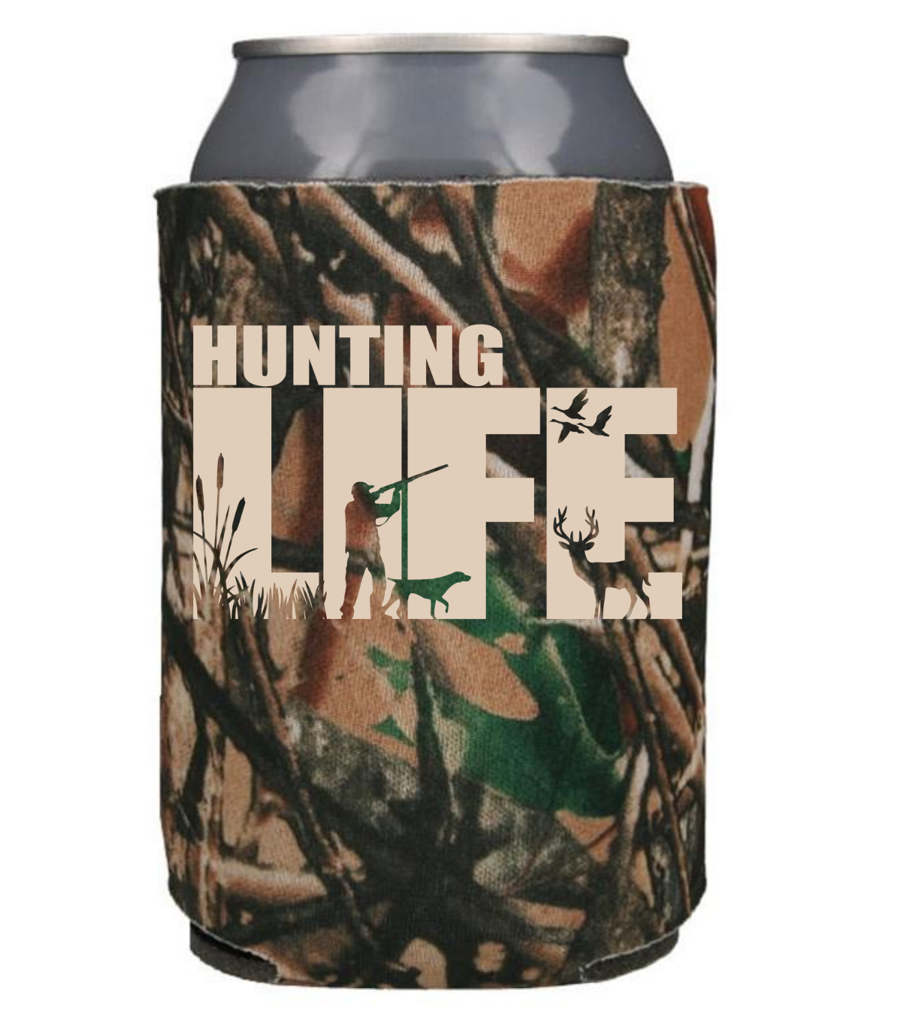 Hunting Life - Camo with tan design - Can Cooler Koozie - Mister Snarky's