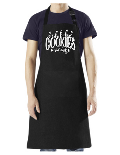 Fresh Baked Cookies Served Daily - Apron with Pockets, and Adjustable Neck - Mister Snarky's