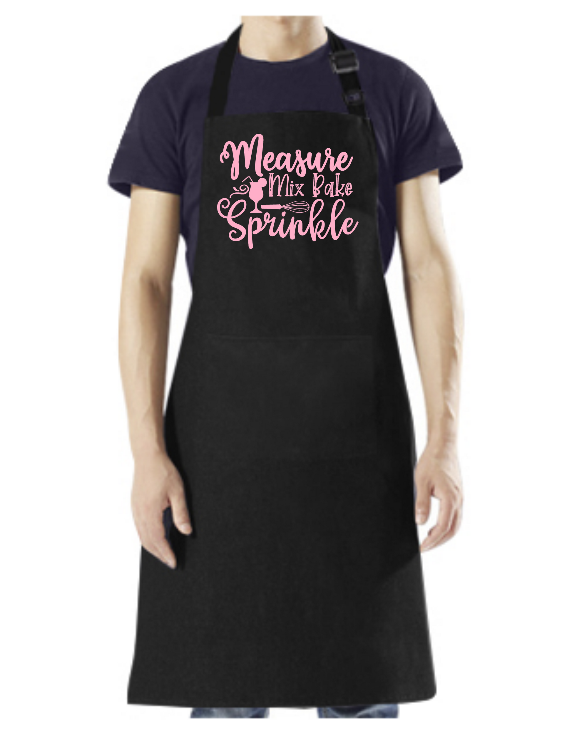 Measure, Mix, Bake, Sprinkle - Apron with Pockets, and Adjustable Neck Pink Design - Mister Snarky's