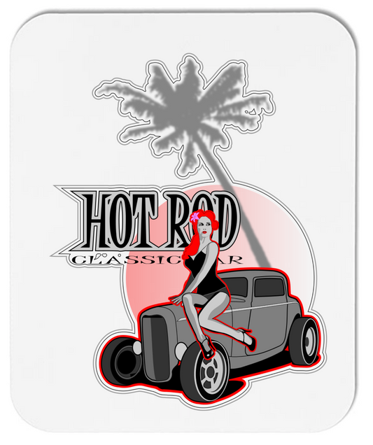 Hot Rod and a Red Head on the Beach - Mouse Pad - Mister Snarky's