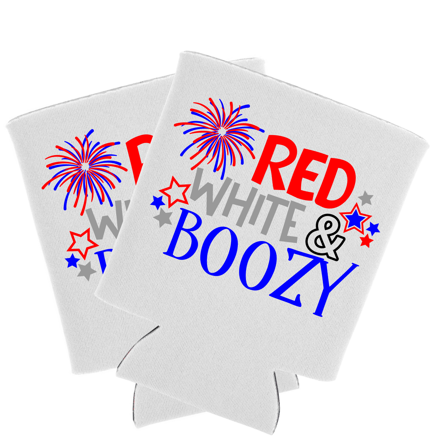 Red, White, & Boozy - Independence Day - Pair of Can Coolers Koozie - Mister Snarky's