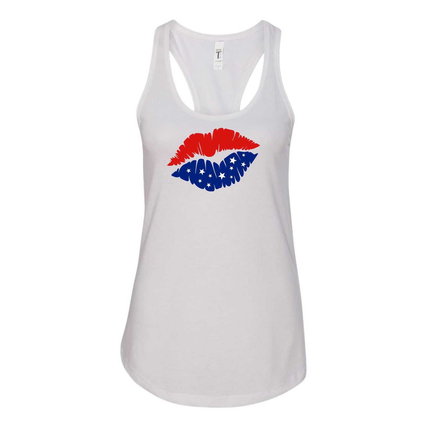 American Lips - Independence Day - 4th of July - Next Level Ladies' Ideal Racerback Tank - Mister Snarky's