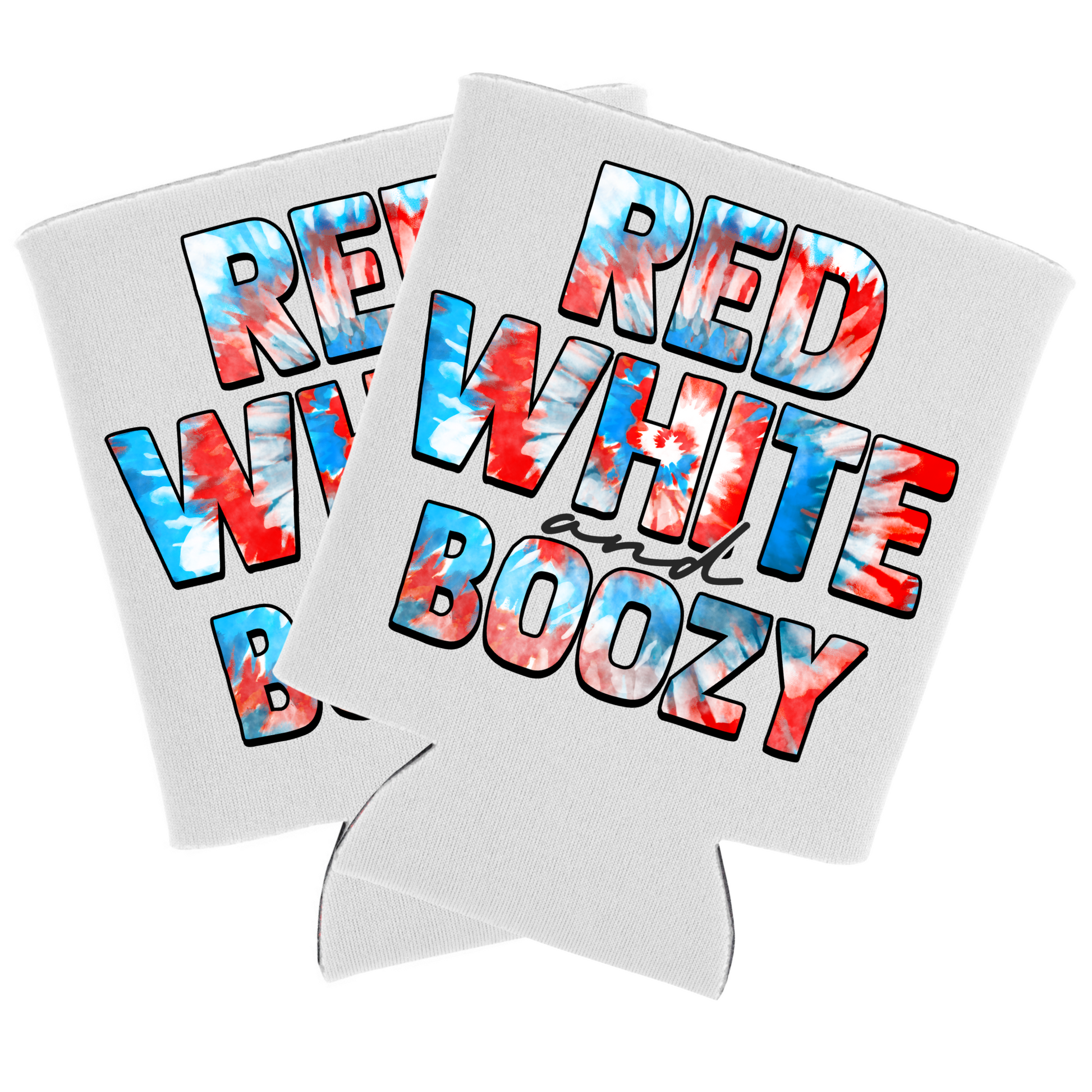 Red, White, and Boozy - Independence Day - Pair of Can Coolers Koozie - Mister Snarky's