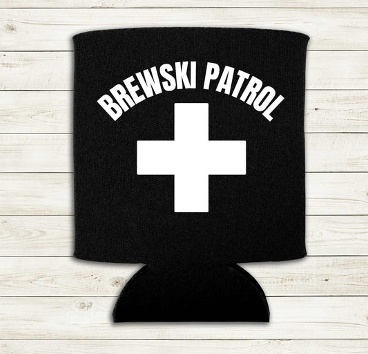 Brewski Patrol - Can Cooler Koozie - Black, Red, Blue, or Camo 2 - Pack - Mister Snarky's