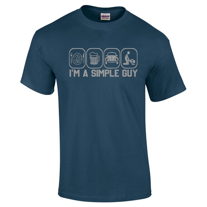 I'm A Simple Guy - Food, Beer, Classic Bug, and Booty - Graphic T-Shirt - Mister Snarky's
