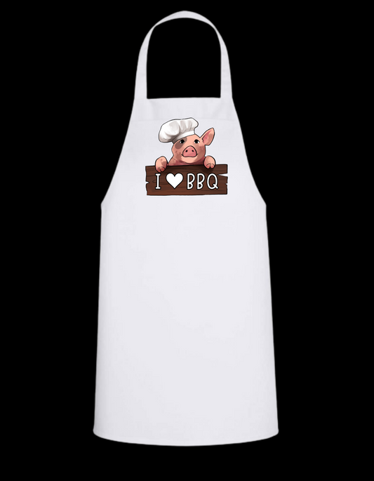 I Love BBQ - White Apron with Color design - Mister Snarky's