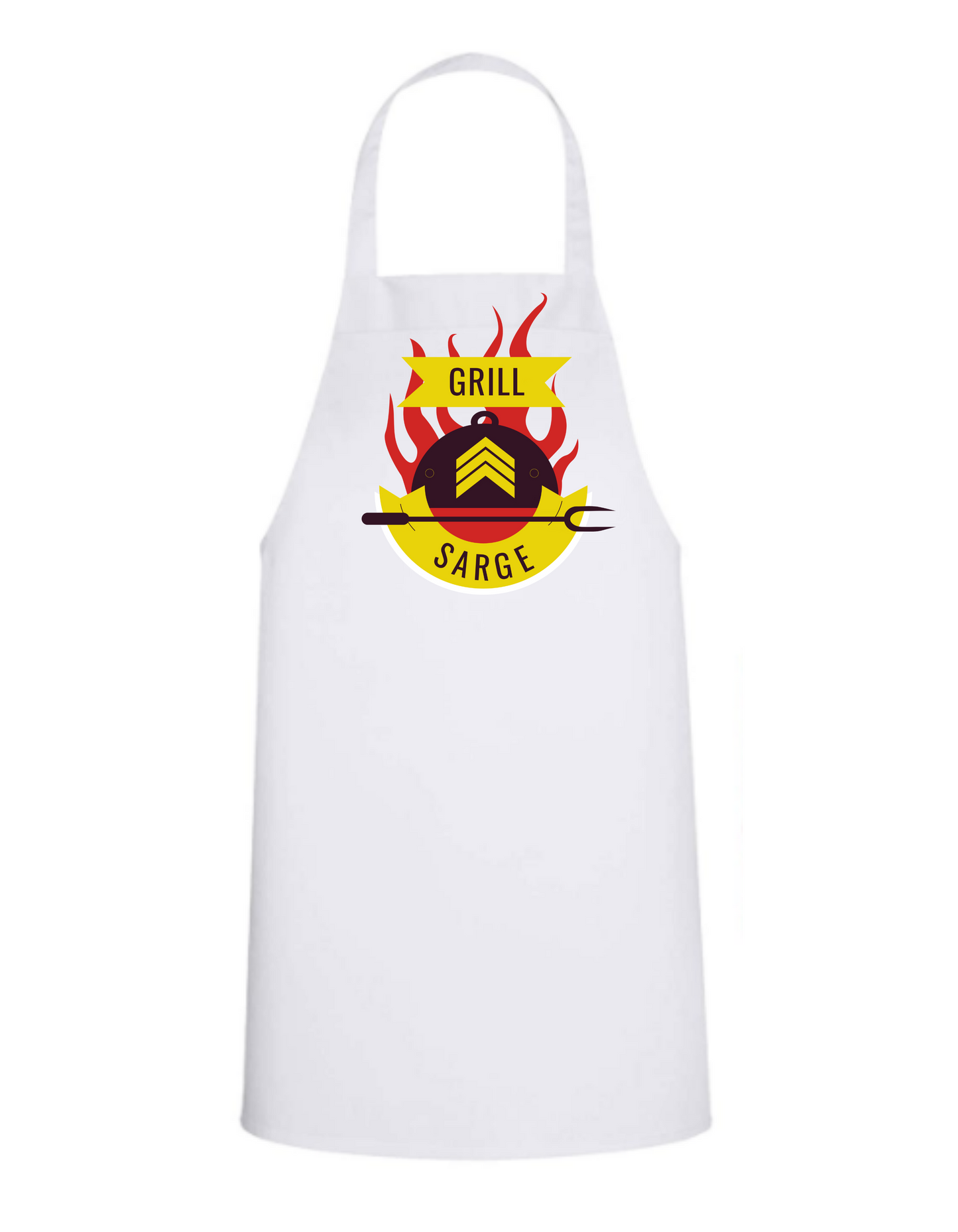 Grill Sarge - Whte Apron with Color design Great Gift - Mister Snarky's