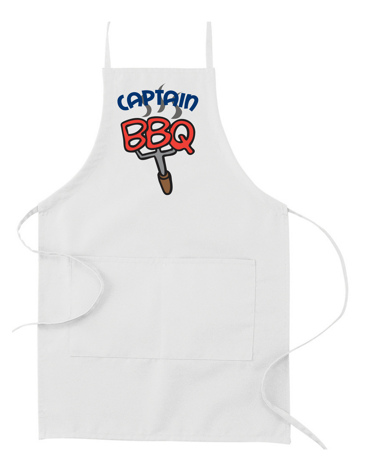 Captain BBQ - White Apron with Color design - Mister Snarky's