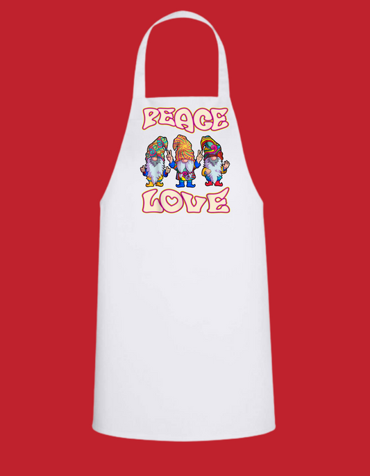 Peace and Love Gnomes - White Baking Apron - Mister Snarky's