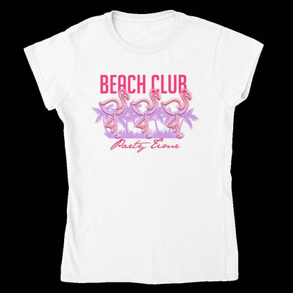 Beach Club - Party Time - Flamingo - Womens Crewneck T-shirt - Mister Snarky's