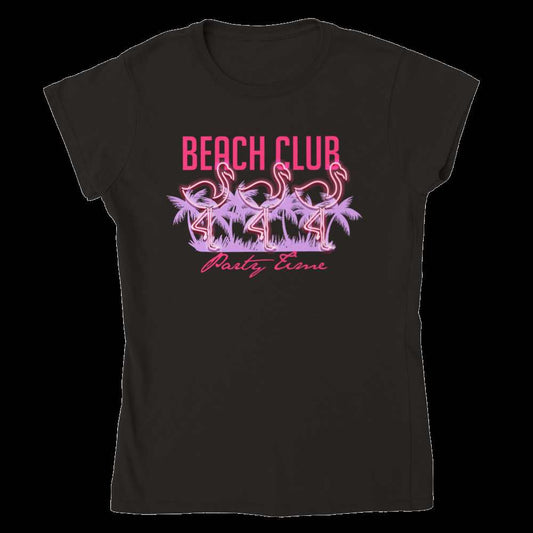 Beach Club - Party Time - Flamingo - Womens Crewneck T-shirt