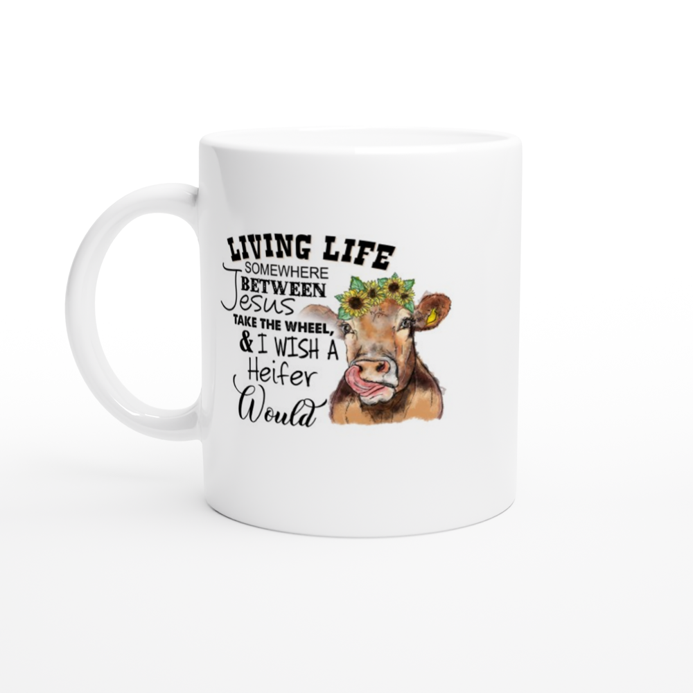 Living Life  - White 11oz Ceramic Mug - Mister Snarky's
