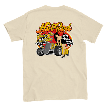 Hot Rod - Grease, Gas, and Girls - Back Print - Classic Unisex Crewneck T-shirt - Mister Snarky's