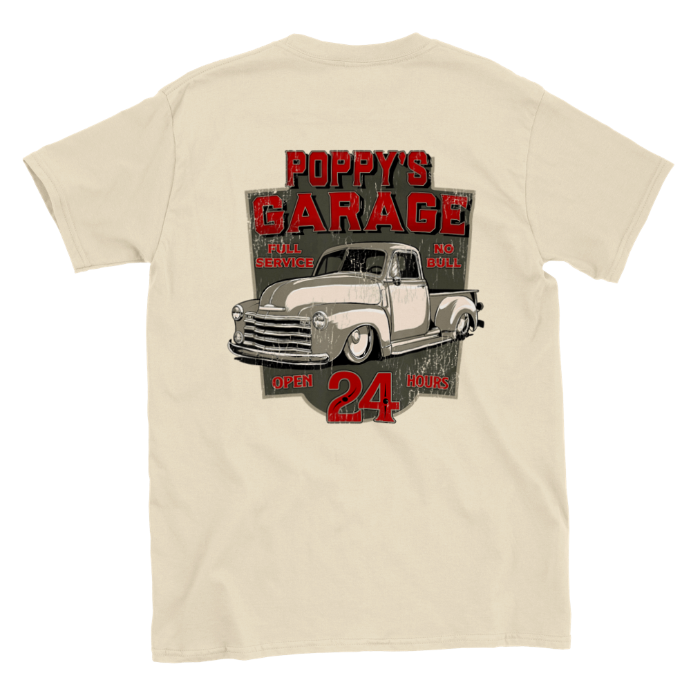 Poppy's Garage - 47 - 54 Chevy Pickup - Back Print - T-shirt - Mister Snarky's