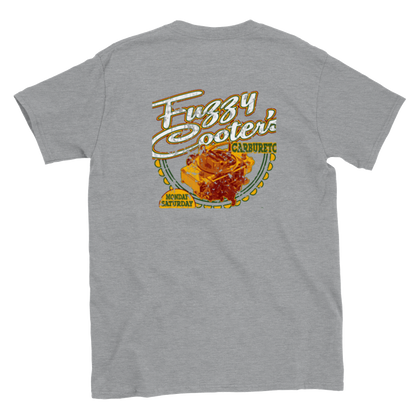Fuzzy Cooters Carb Shop - Back Print - Classic Crewneck T-shirt - Mister Snarky's