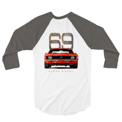Classic Orange 69 Camaro Super Sport 3/4 sleeve Raglan T-shirt - Mister Snarky's