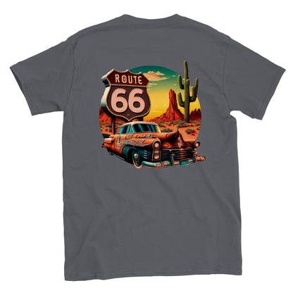 Route 66 - Back Print - Classic Unisex Crewneck T-shirt - Mister Snarky's