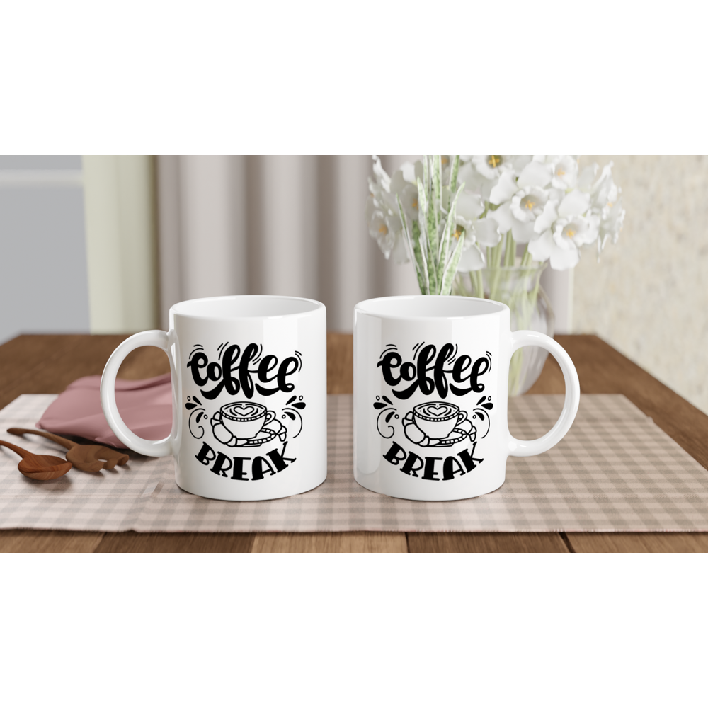 Coffee Break - White 11oz Ceramic Mug - Mister Snarky's