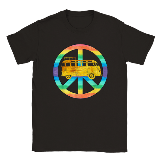 Hippie Bus - Peace - Classic Unisex Crewneck T-shirt - Mister Snarky's
