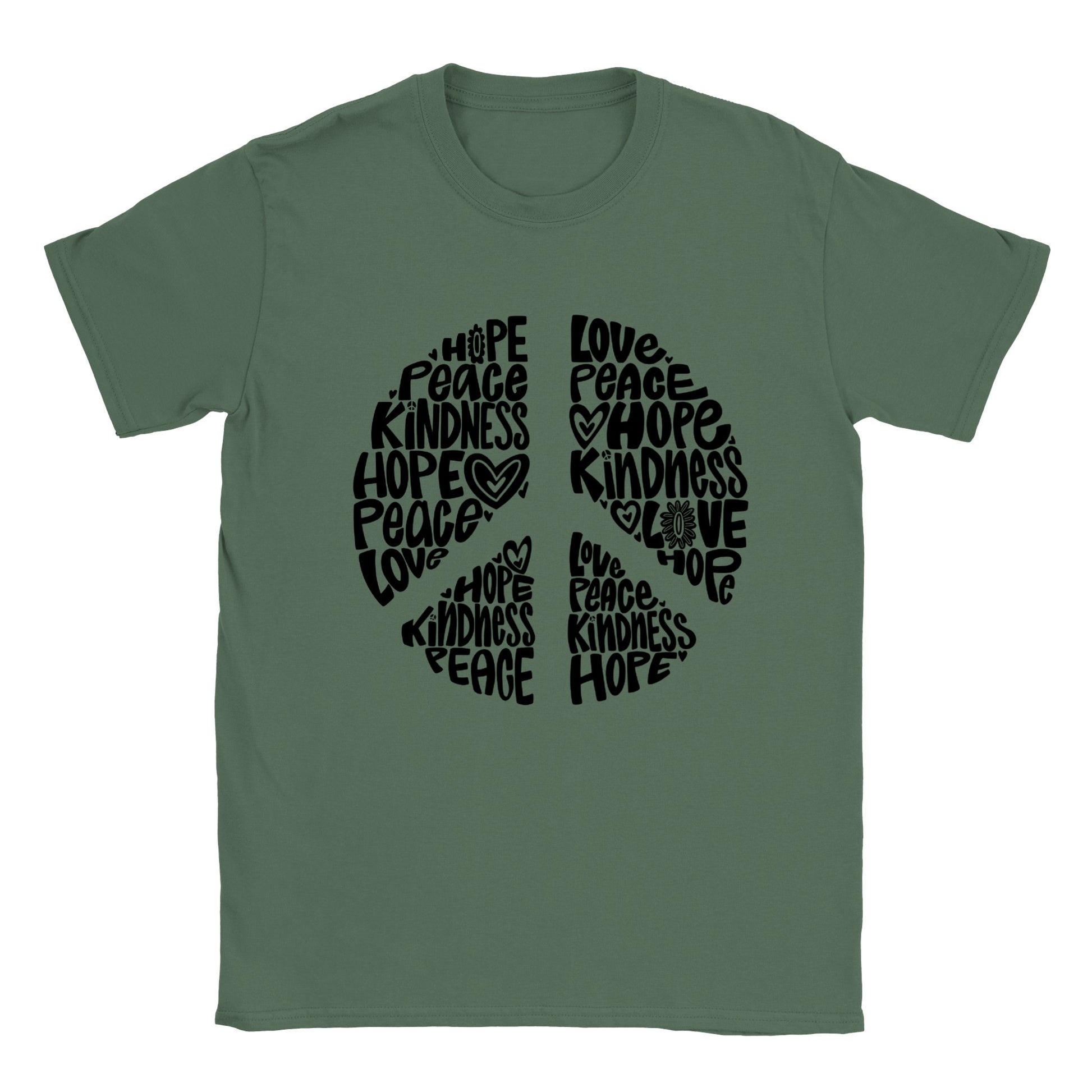 Love, Hope, Peace, and Kindness - Classic Unisex Crewneck T-shirt - Mister Snarky's