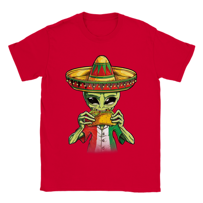 Space Alien eating a Taco - Unisex Crewneck T-shirt - Mister Snarky's