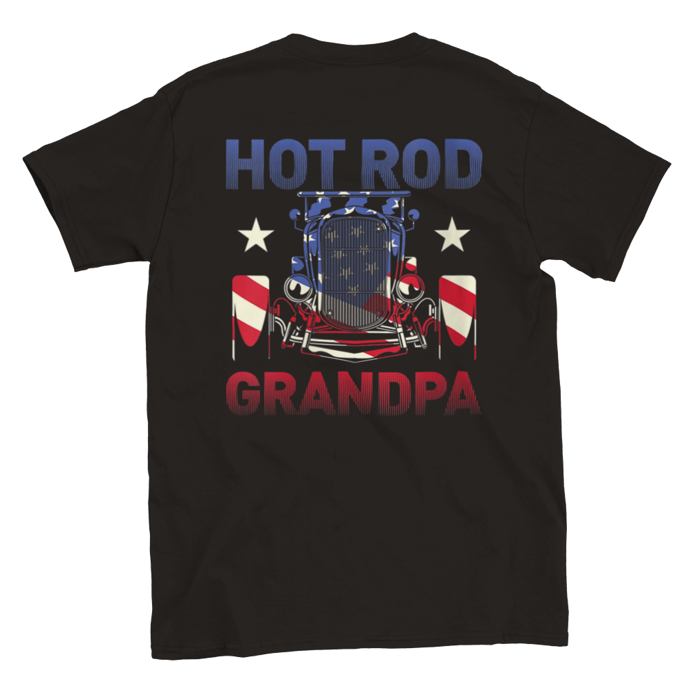 Hot Rod Grandpa - Back Print - Classic Unisex Crewneck T-shirt - Mister Snarky's