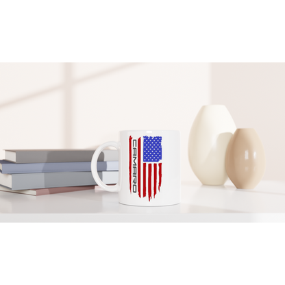Camaro - American Flag - White 11oz Ceramic Mug - Mister Snarky's