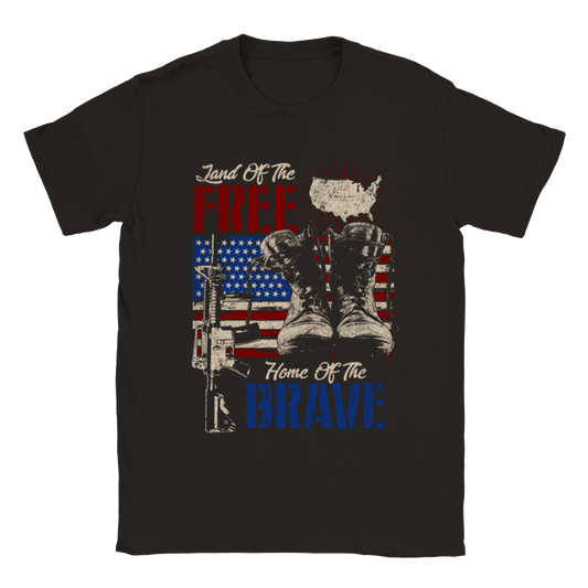 Land of the Free Home of the Brave - America - Patriotic - Unisex Crewneck T-shirt - Mister Snarky's