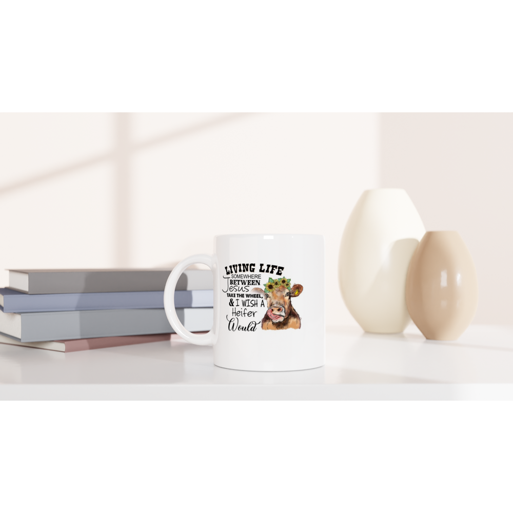 Living Life  - White 11oz Ceramic Mug - Mister Snarky's