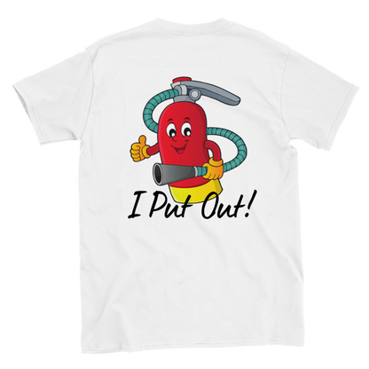 I Put Out - Firefighter Humor - Back Print - Classic Crewneck T-shirt - Mister Snarky's