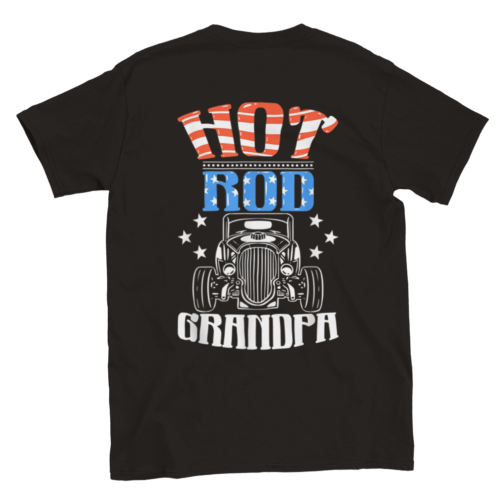 Hot Rod Grandpa - Back Print - Classic Crewneck T-shirt - Mister Snarky's