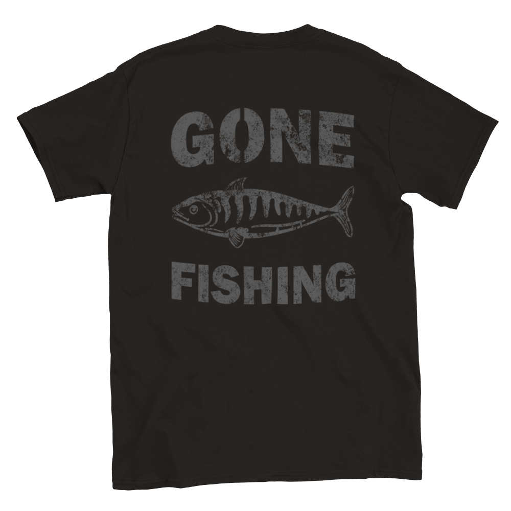 Gone Fishing - Back Print - Classic Unisex Crewneck T-shirt - Mister Snarky's