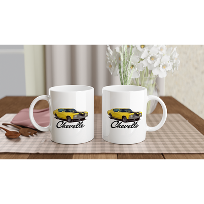 Classic 71 Chevy Chevelle - White 11oz Ceramic Mug - Mister Snarky's
