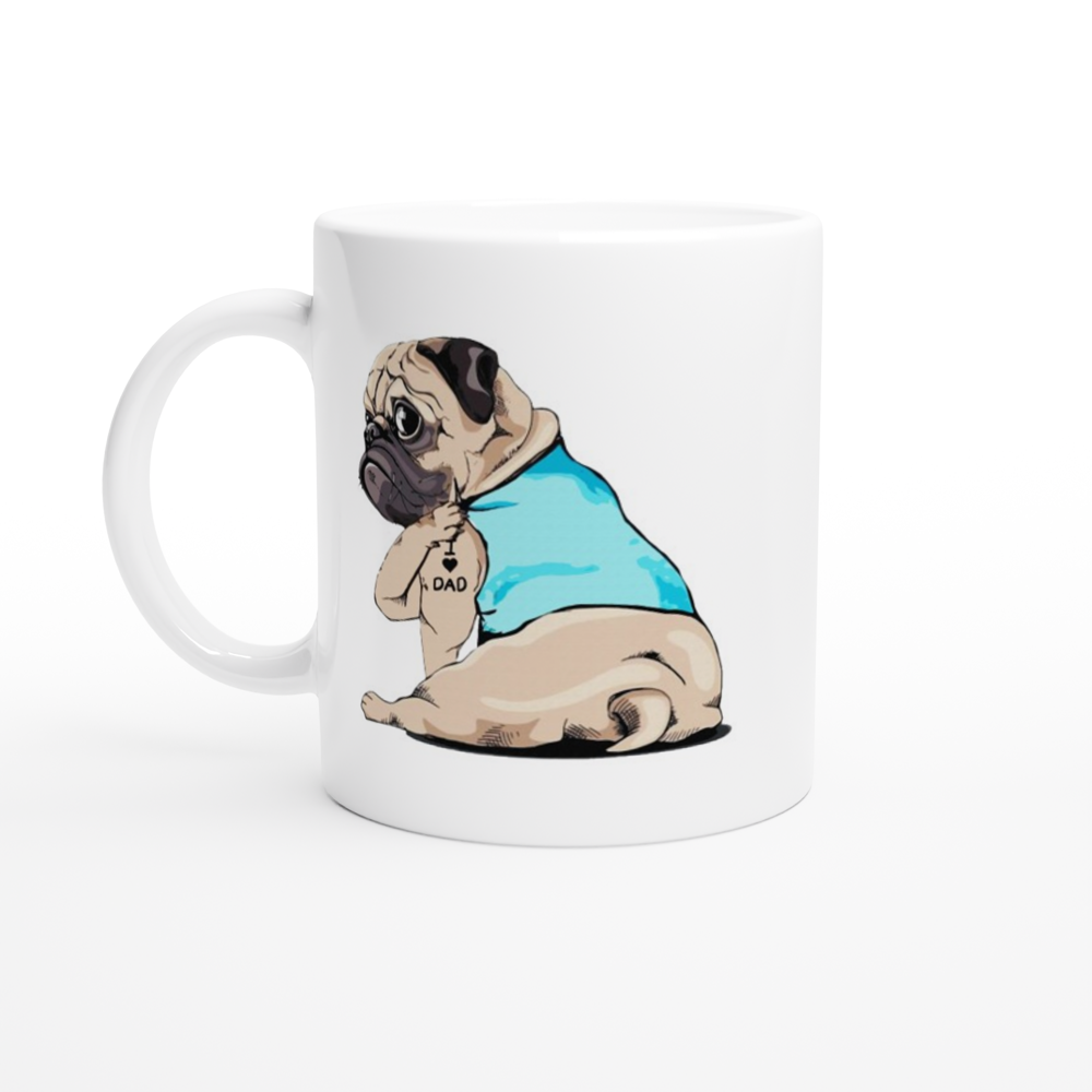 Pugs Love Dad - White 11oz Ceramic Mug - Mister Snarky's