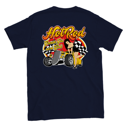 Hot Rod - Grease, Gas, and Girls - Back Print - Classic Unisex Crewneck T-shirt - Mister Snarky's