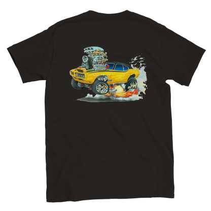 Cartoon Hot Rod GTO - Back Print - Classic Crewneck T-shirt - Mister Snarky's